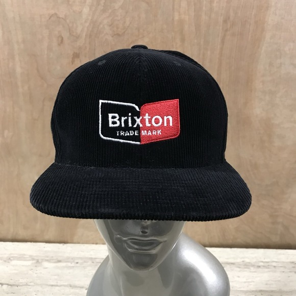 Brixton Trade Mark‎ Corduroy Snapback Hat Cap Black - Picture 1 of 7
